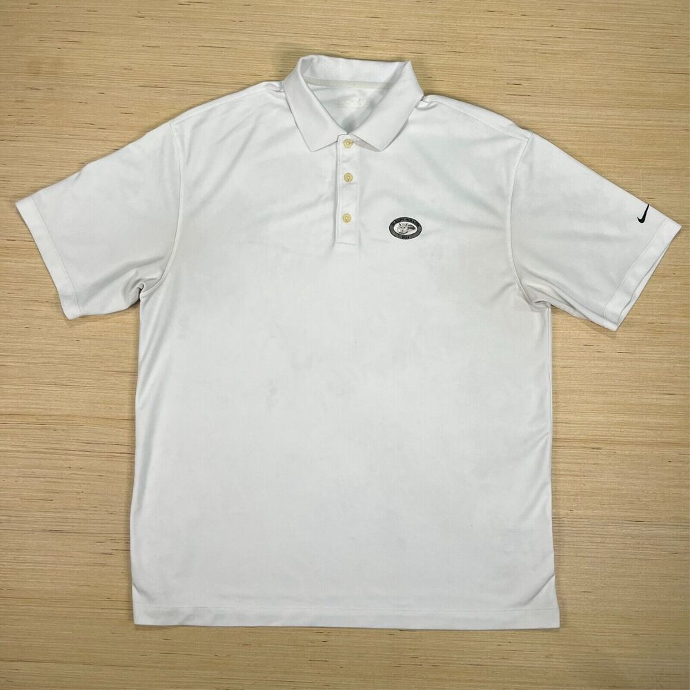 Nike Golf Polo Shirt Mens XL White Sleepy Hollow Embroidery Performance Stretch